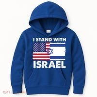 I Stand With Israel Usa Flag Kids Hoodie thumb 0