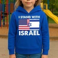 I Stand With Israel Usa Flag Kids Hoodie thumb 3