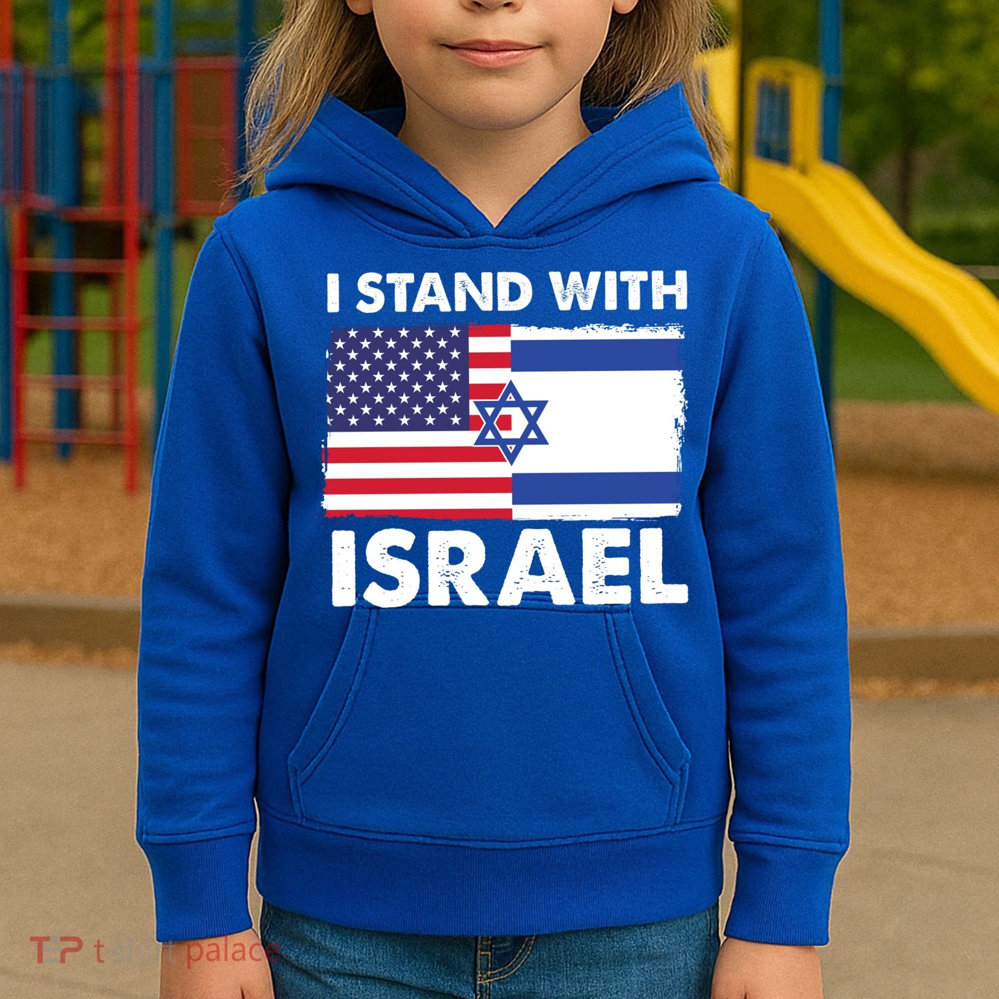 I Stand With Israel Usa Flag Kids Hoodie