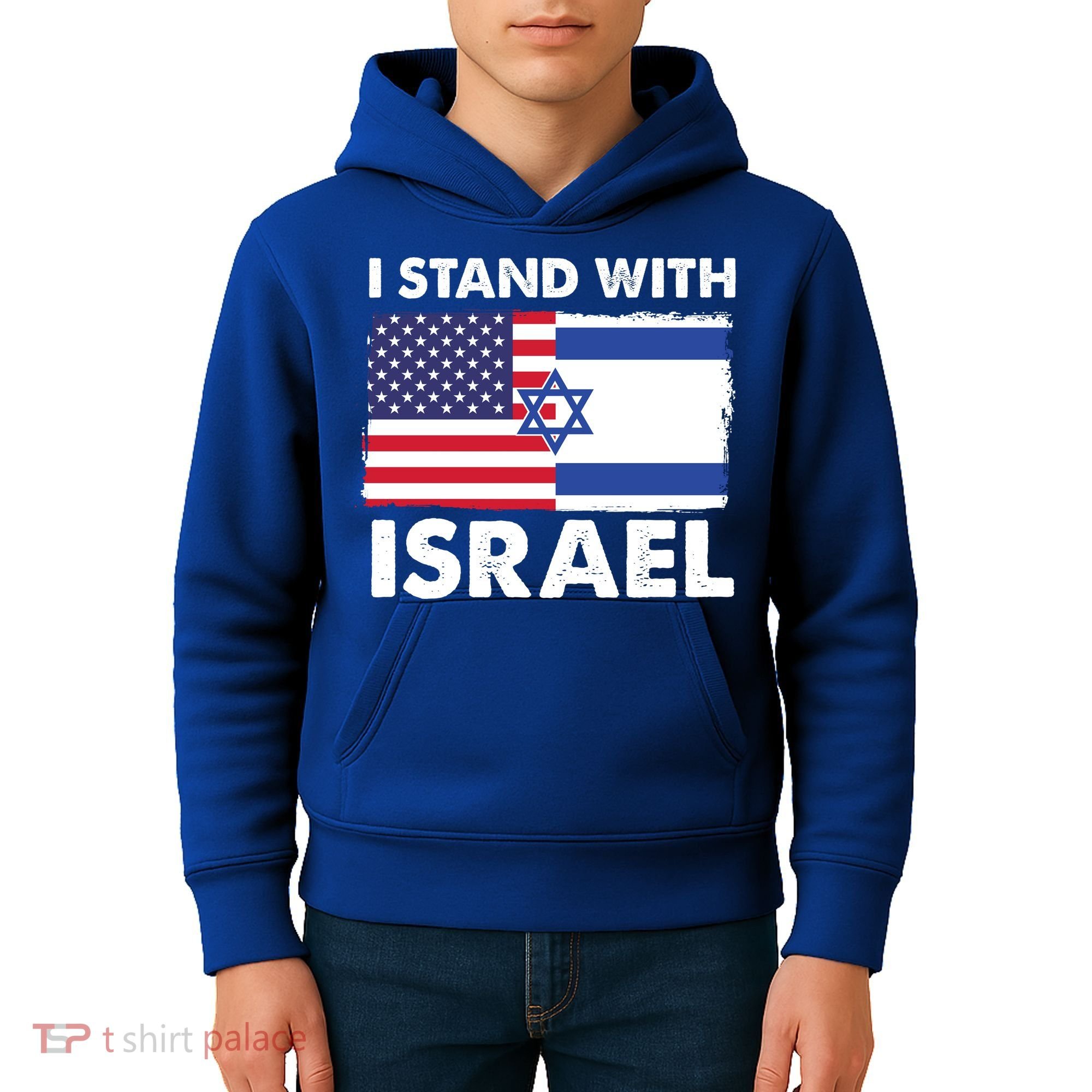 I Stand With Israel Usa Flag Kids Hoodie