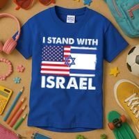 I Stand With Israel Usa Flag Kids T-Shirt thumb 3