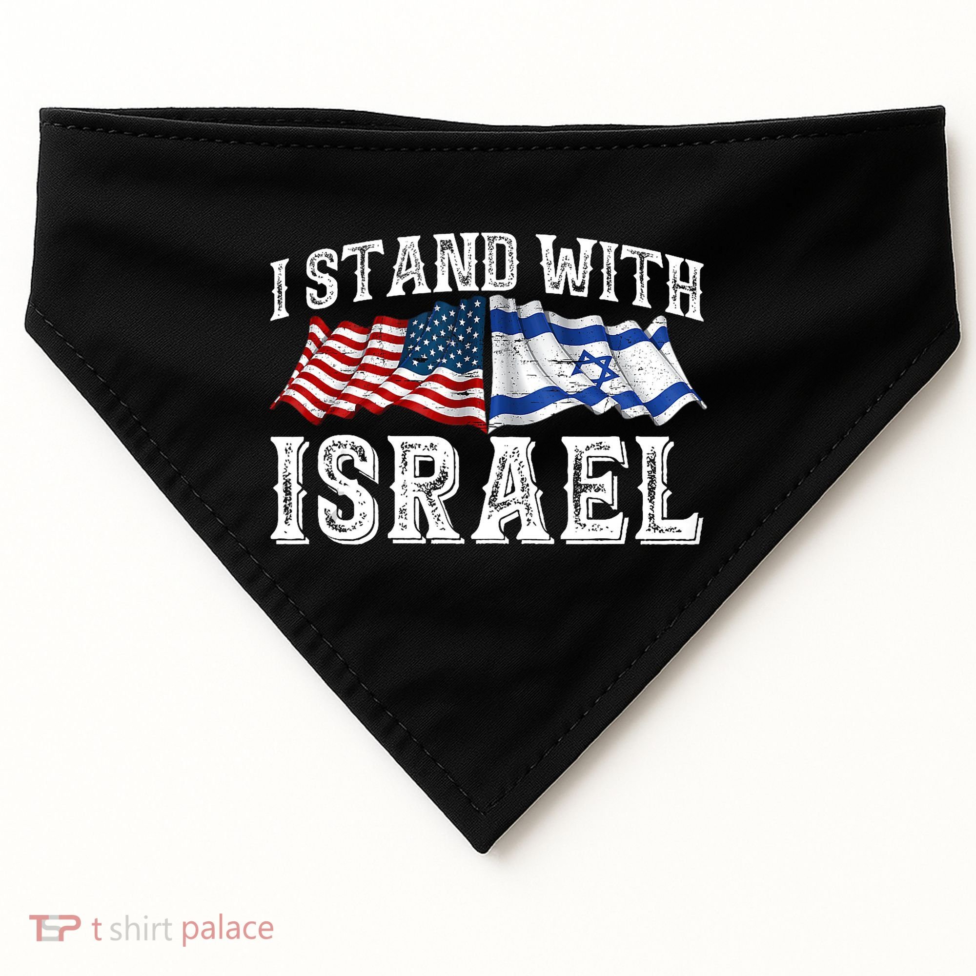 I Stand With Israel American Flag USA-Made Doggie Bandana