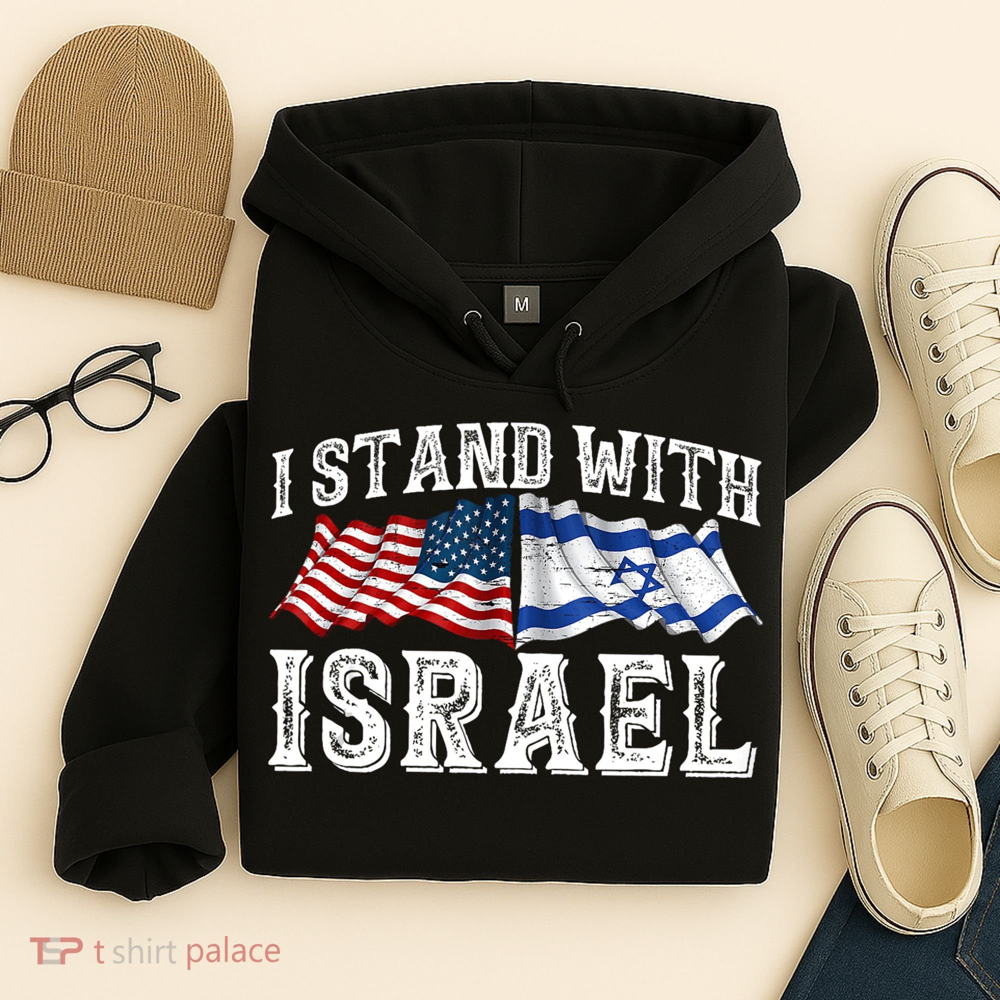 I Stand With Israel American Flag Hoodie