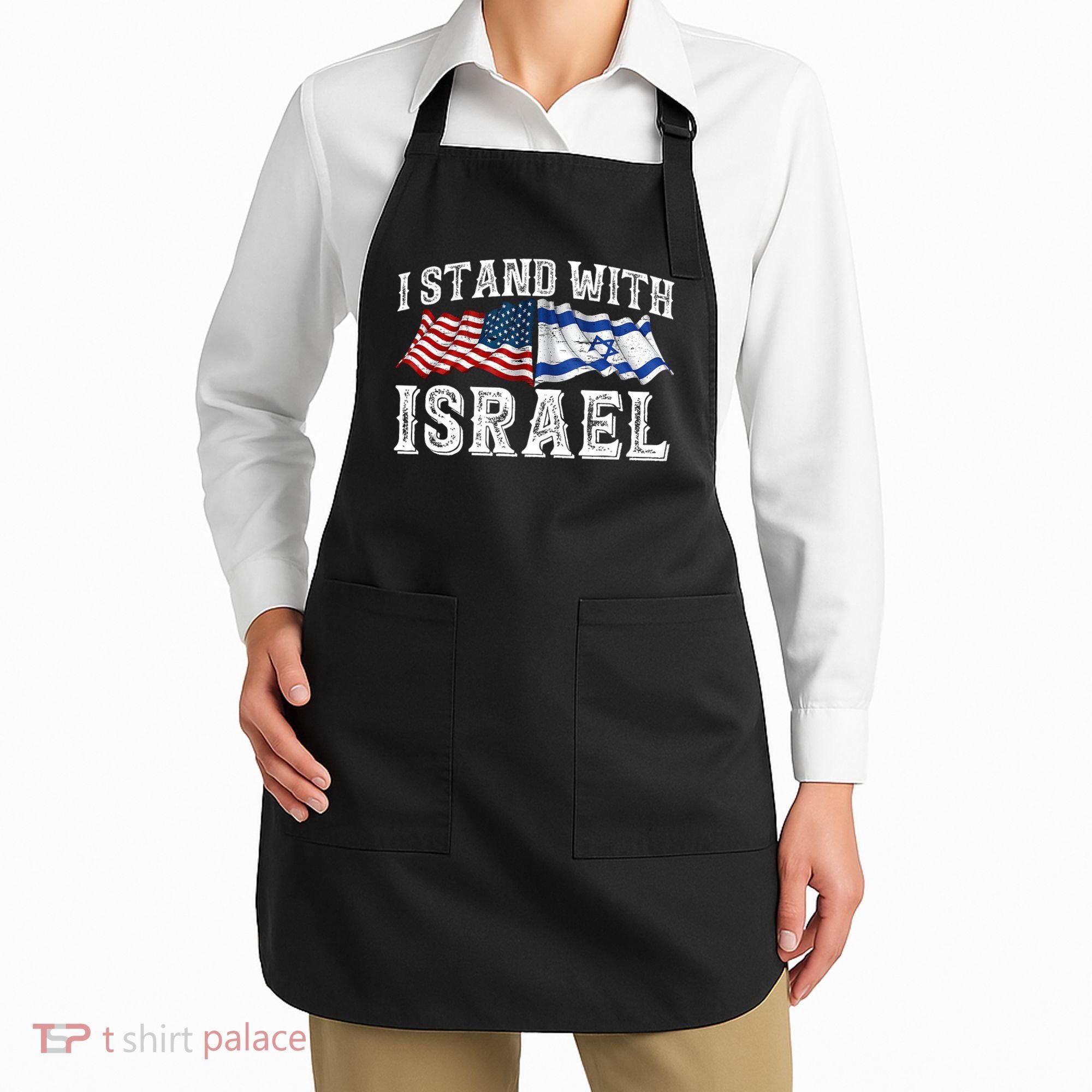 I Stand With Israel American Flag Apron