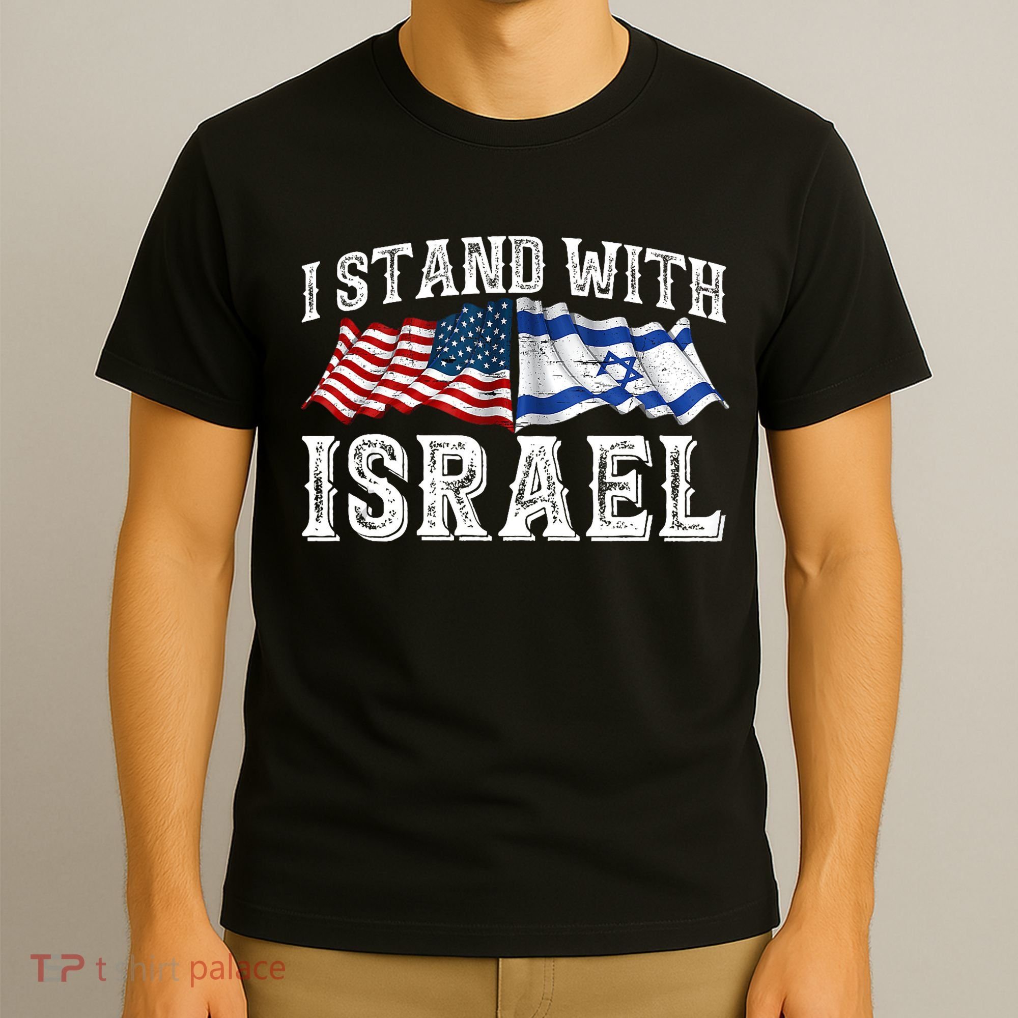 I Stand With Israel American Flag T-Shirt
