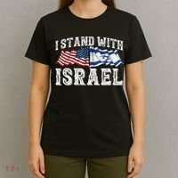 I Stand With Israel American Flag T-Shirt thumb 4