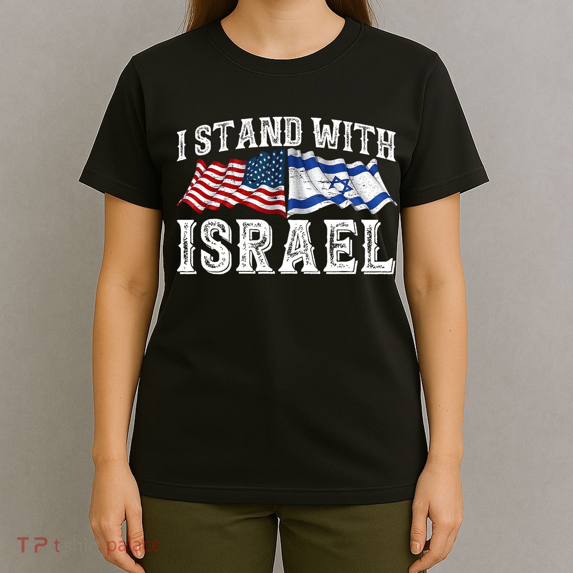 I Stand With Israel American Flag T-Shirt