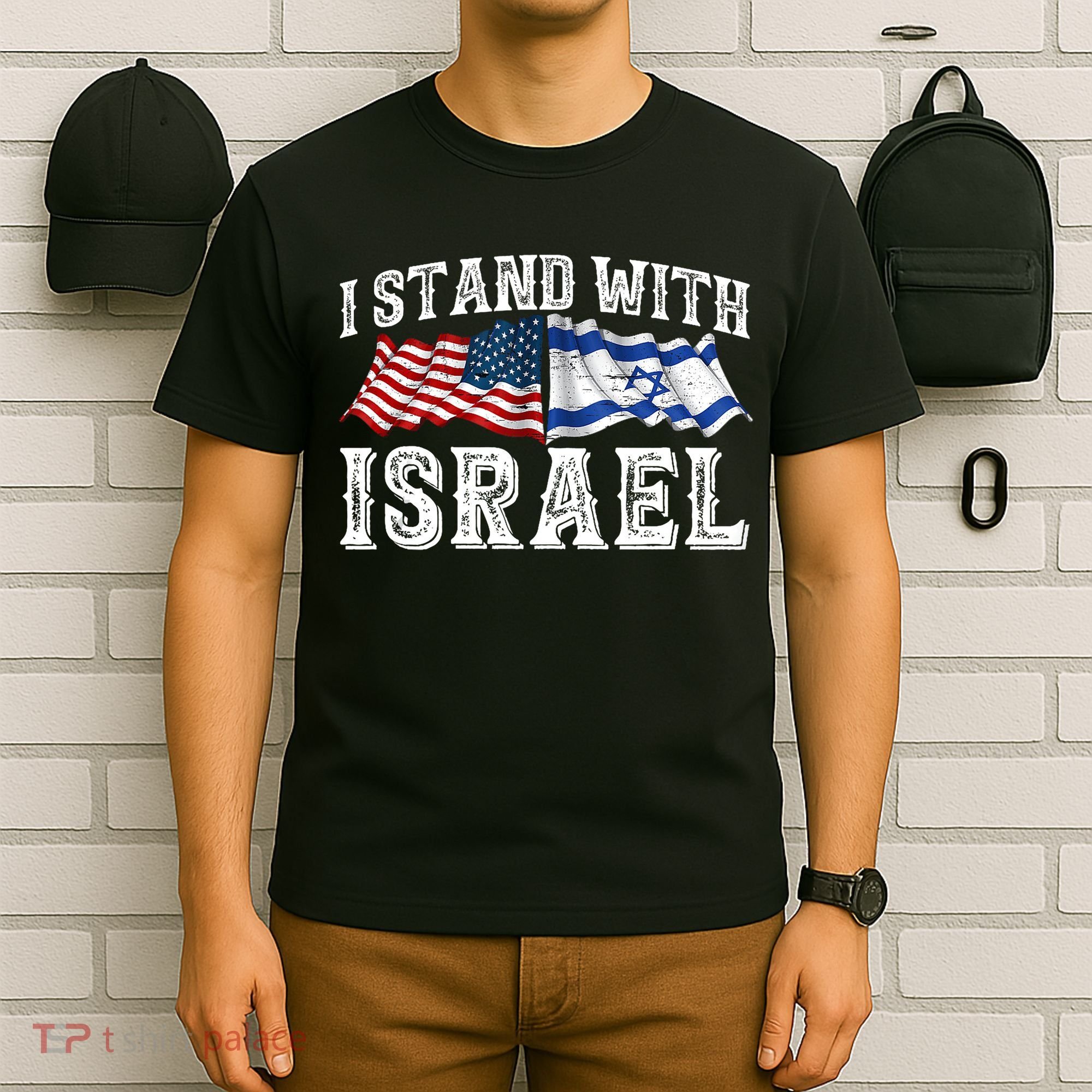 I Stand With Israel American Flag T-Shirt