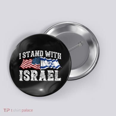 I Stand With Israel American Flag Button