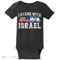 I Stand With Israel American Flag Baby Bodysuit thumb 0