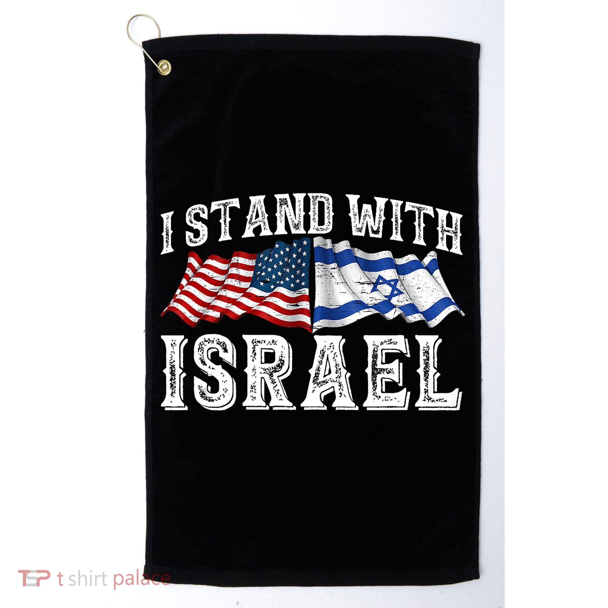 I Stand With Israel American Flag Golf Towel