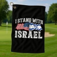 I Stand With Israel American Flag Golf Towel thumb 1