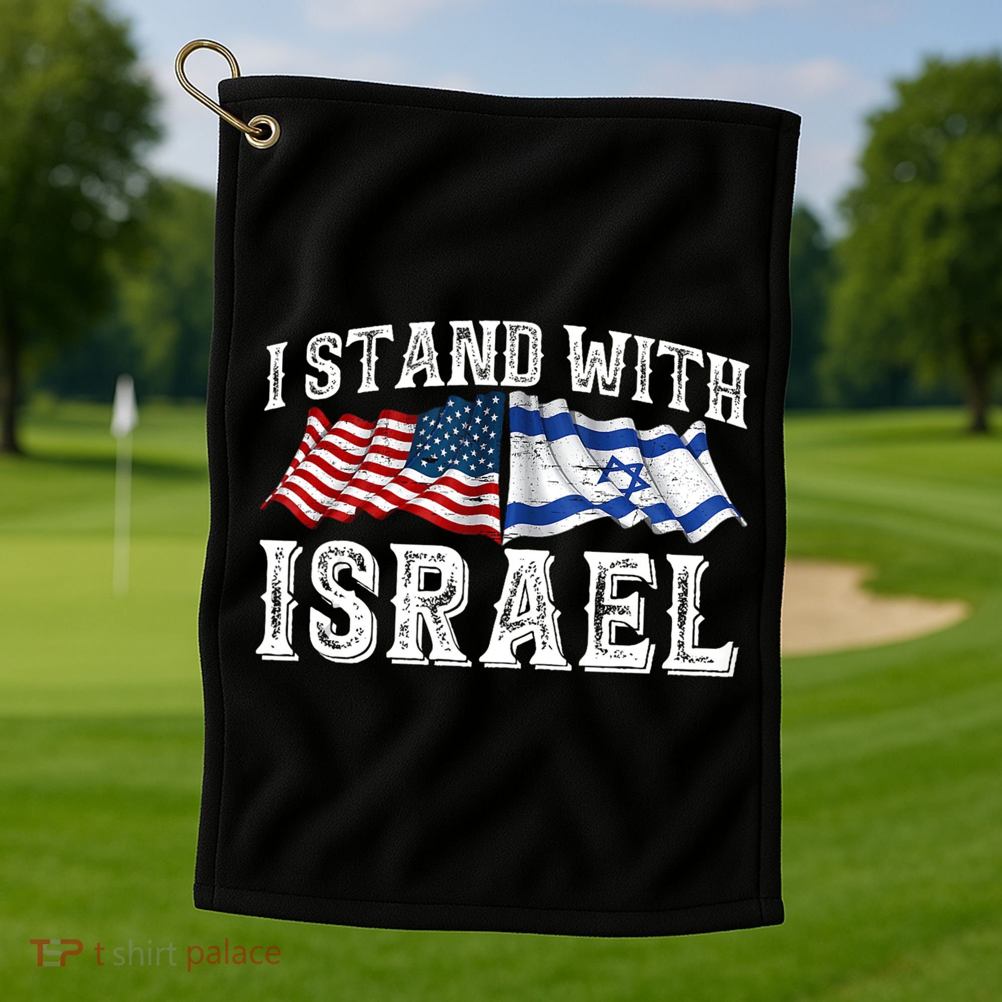 I Stand With Israel American Flag Golf Towel