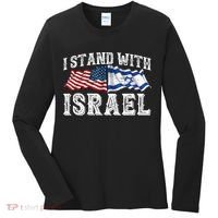 I Stand With Israel American Flag Women's Long Sleeve Shirt thumb 0