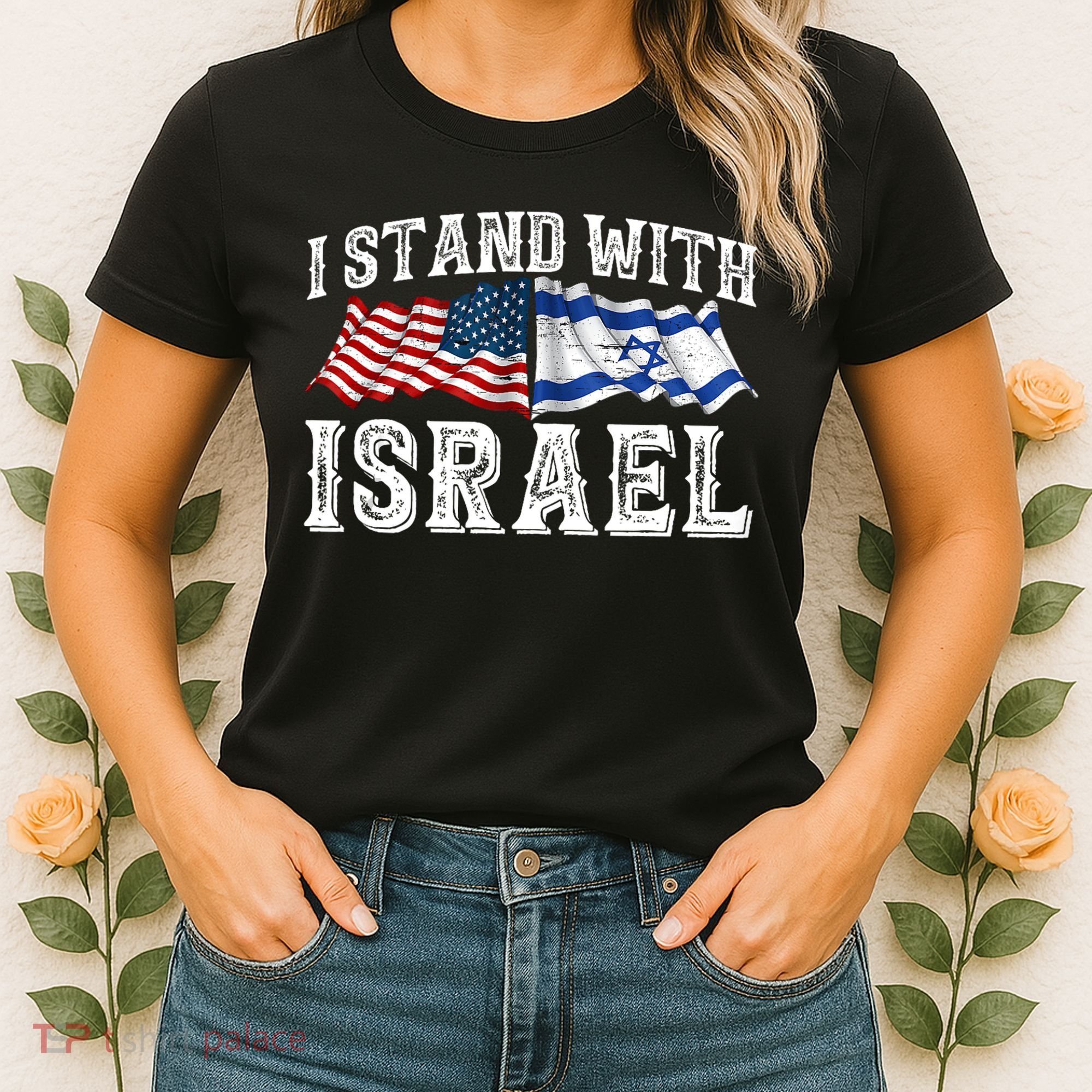 I Stand With Israel American Flag Women's T-Shirt