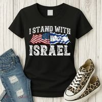 I Stand With Israel American Flag Women's T-Shirt thumb 3