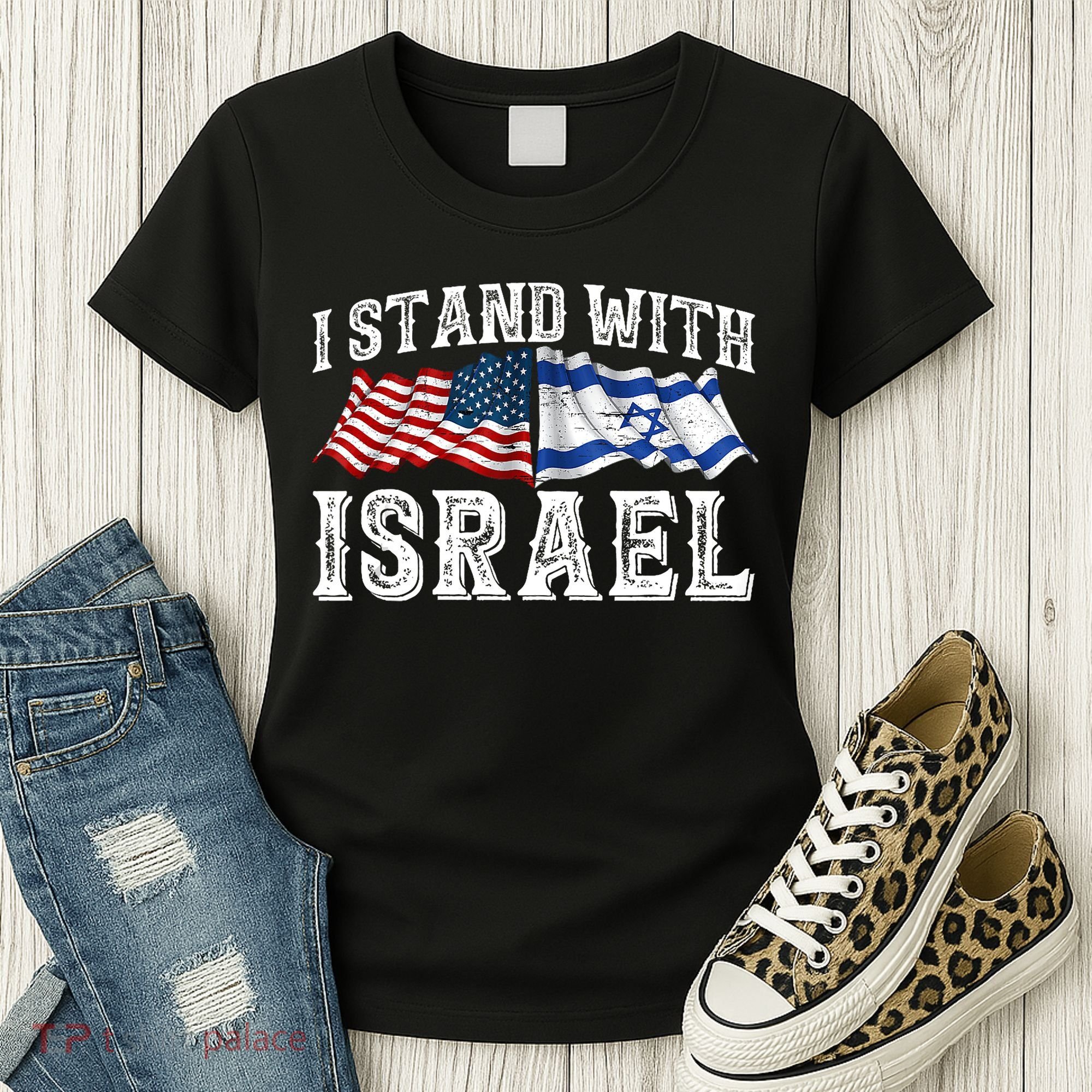 I Stand With Israel American Flag Women's T-Shirt