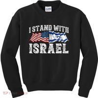 I Stand With Israel American Flag Kids Sweatshirt thumb 0