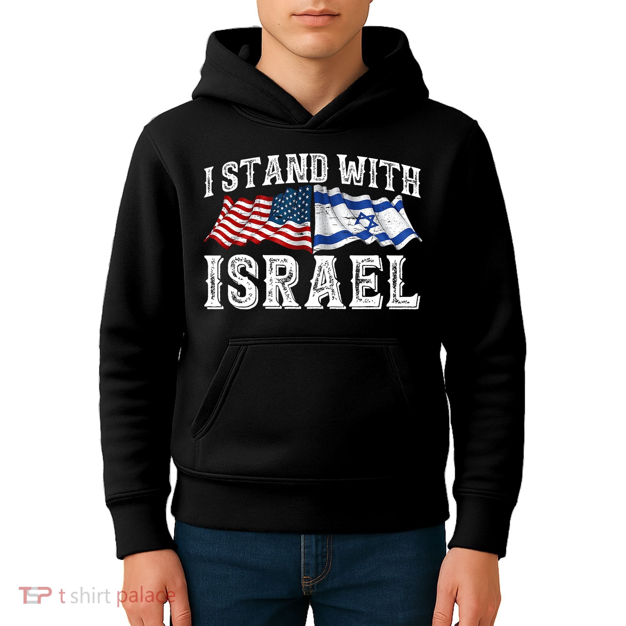I Stand With Israel American Flag Kids Hoodie