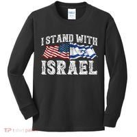 I Stand With Israel American Flag Kids Long Sleeve Shirt thumb 0
