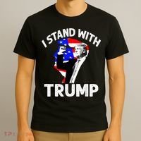 I Stand With Trump American Flag T-Shirt thumb 3