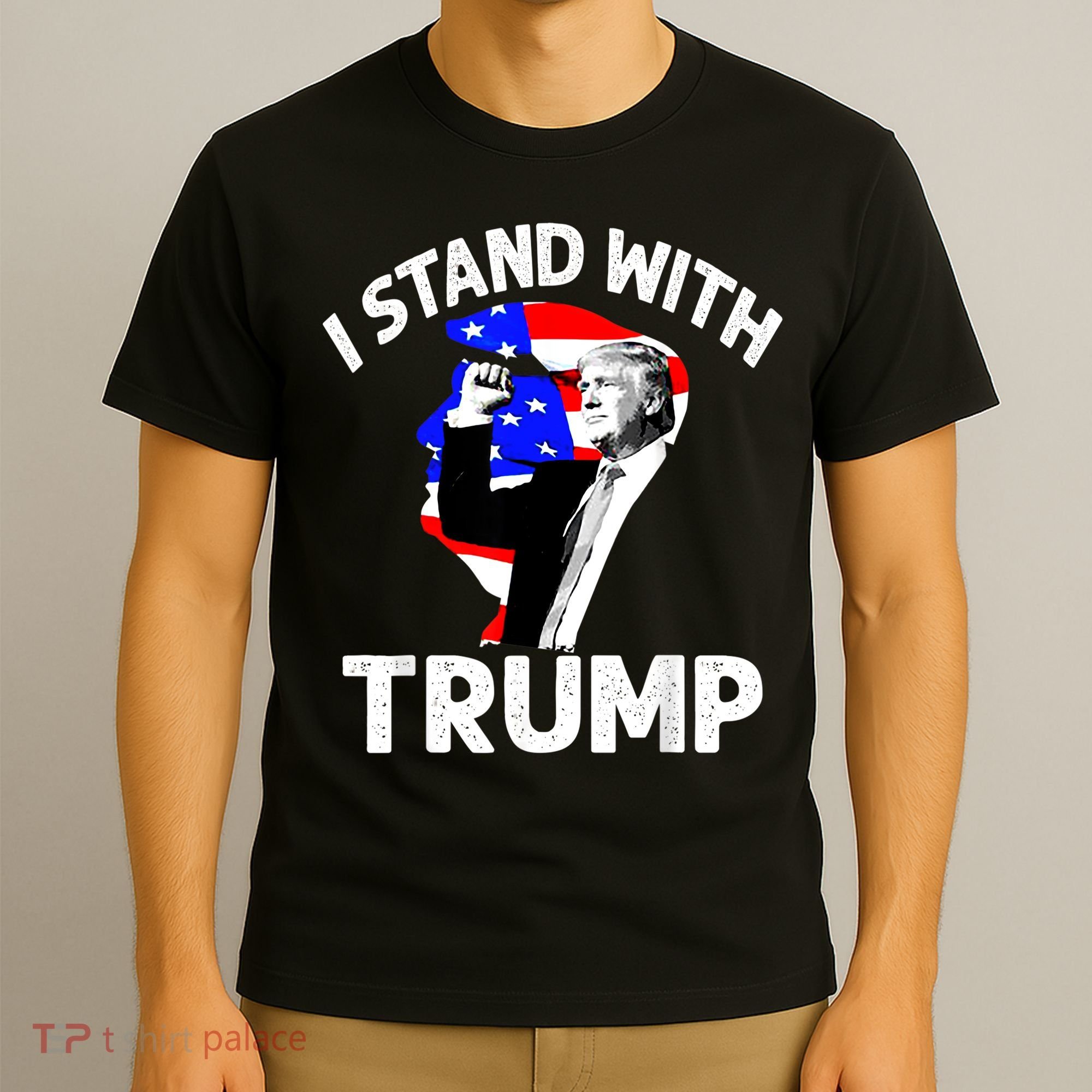 I Stand With Trump American Flag T-Shirt