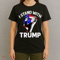 I Stand With Trump American Flag T-Shirt thumb 4