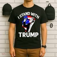 I Stand With Trump American Flag T-Shirt thumb 6