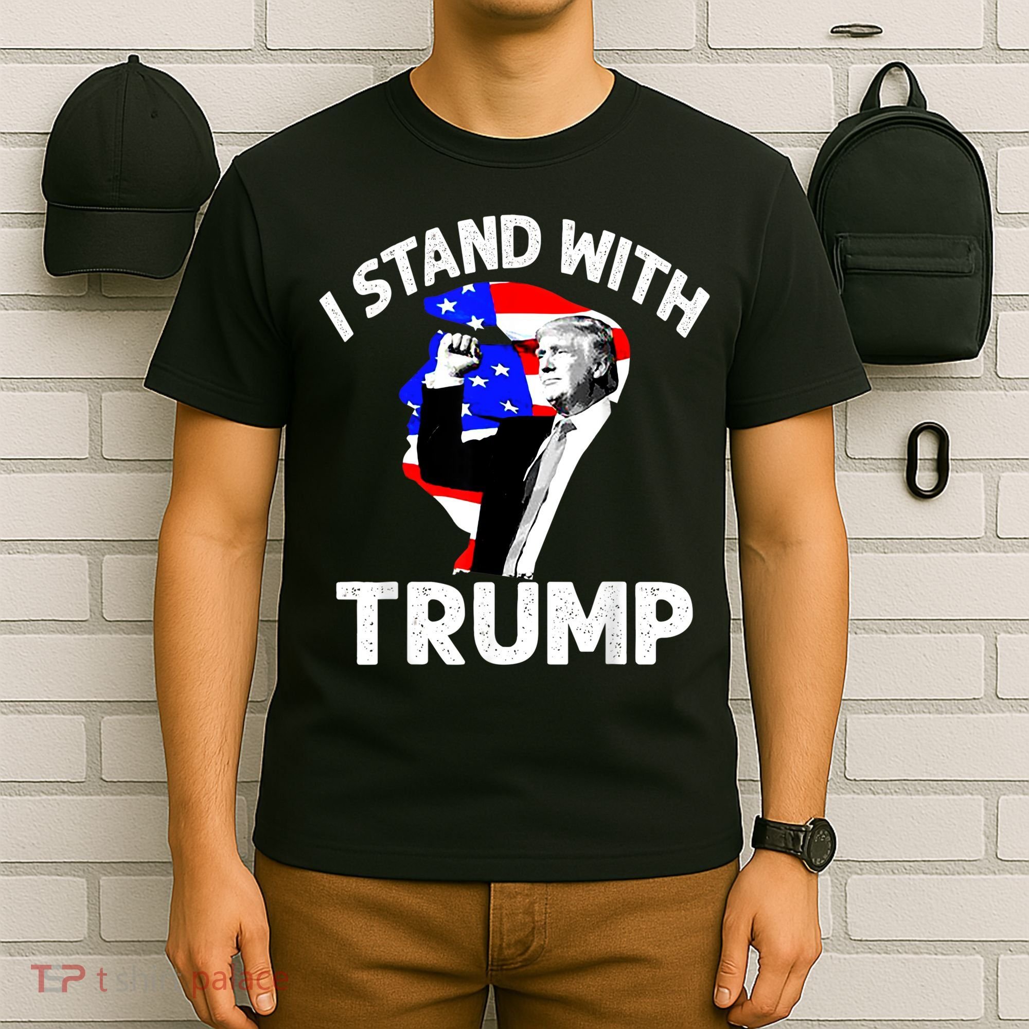 I Stand With Trump American Flag T-Shirt