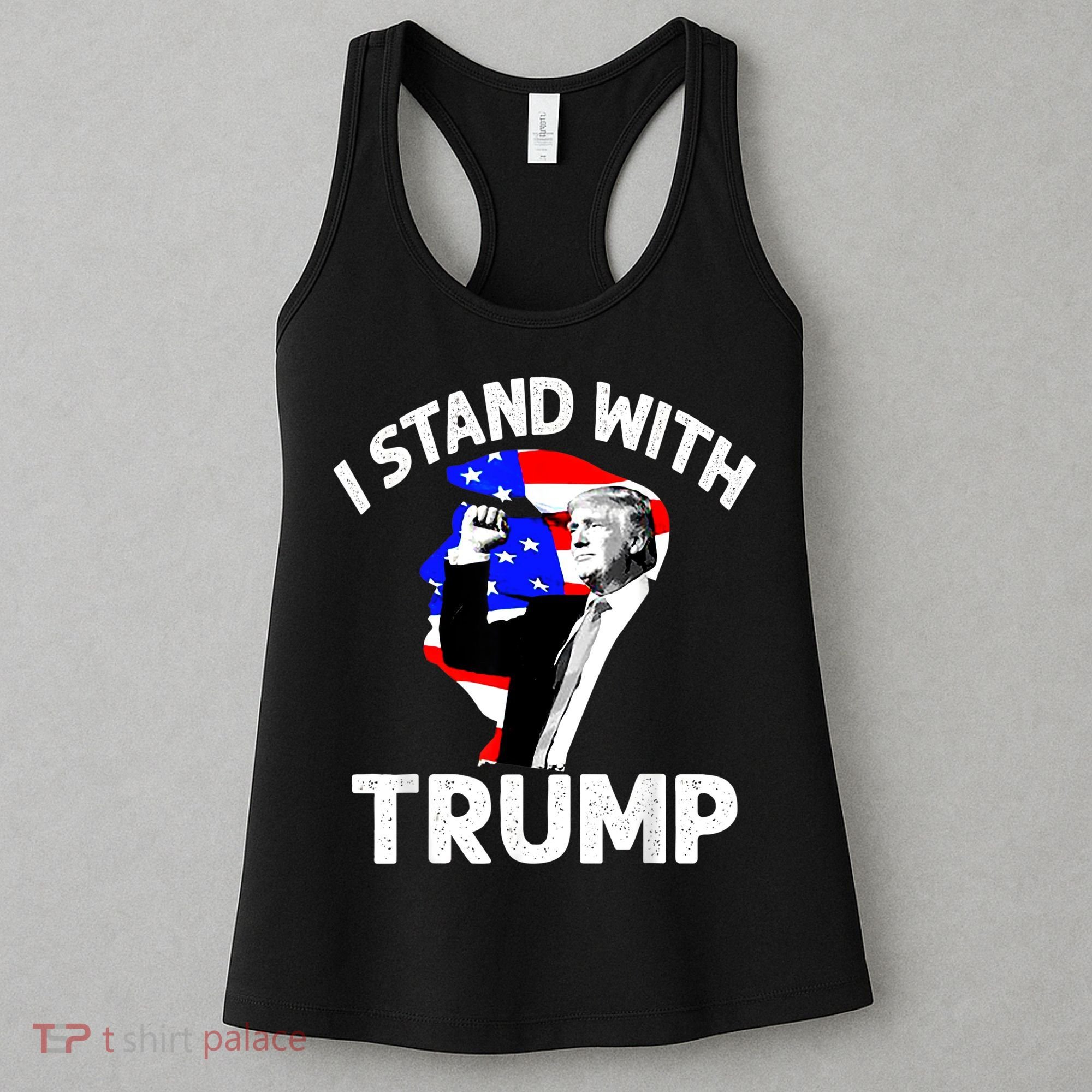 I Stand With Trump American Flag Women's Tank Top
