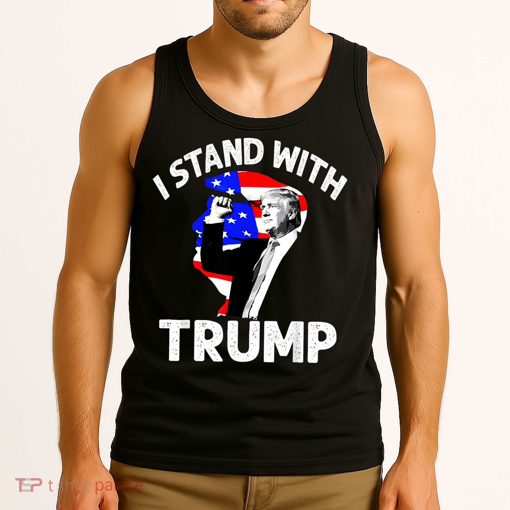 I Stand With Trump American Flag Tank Top