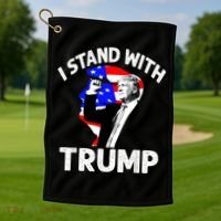 I Stand With Trump American Flag Golf Towel thumb 1