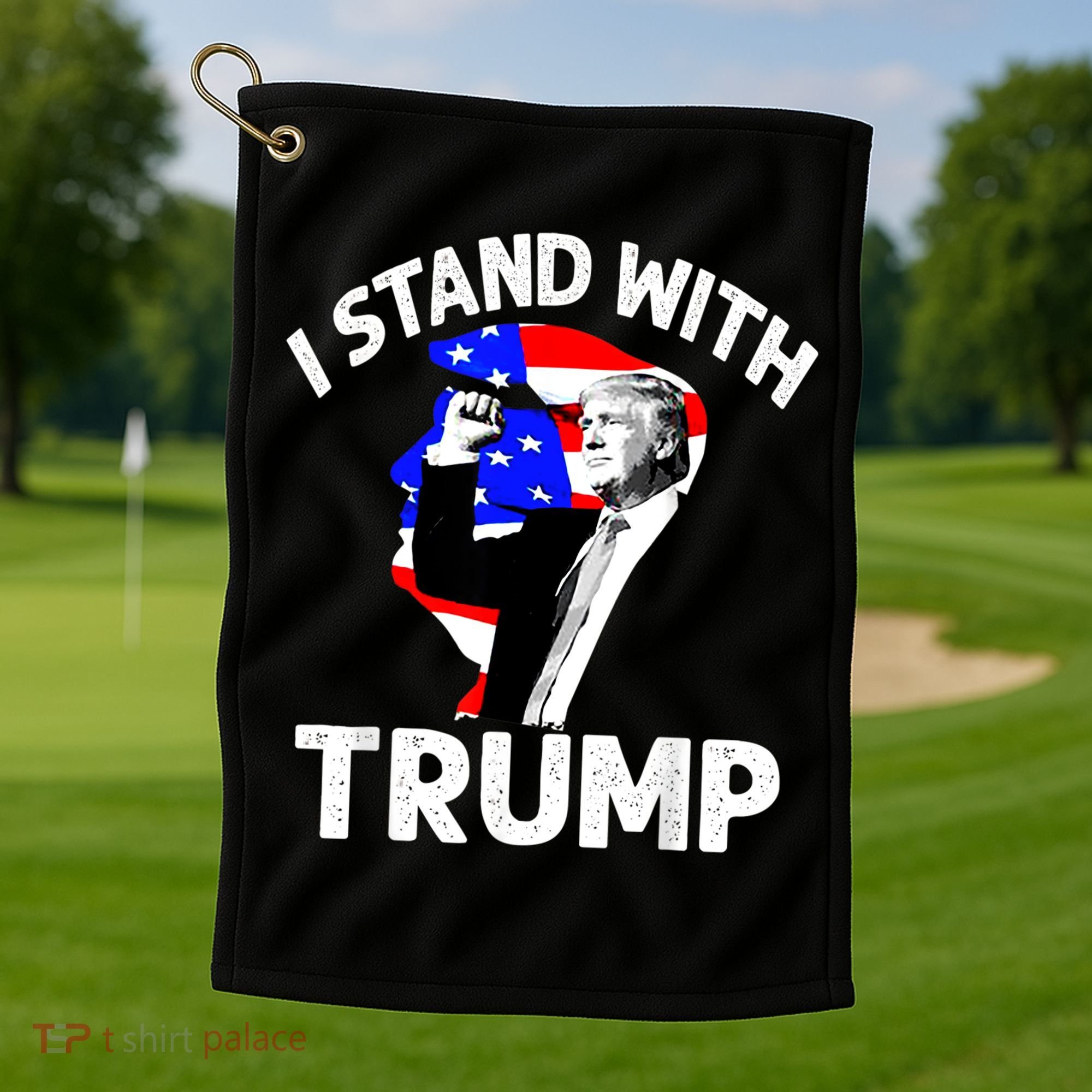 I Stand With Trump American Flag Golf Towel
