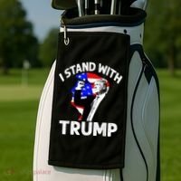 I Stand With Trump American Flag Golf Towel thumb 2