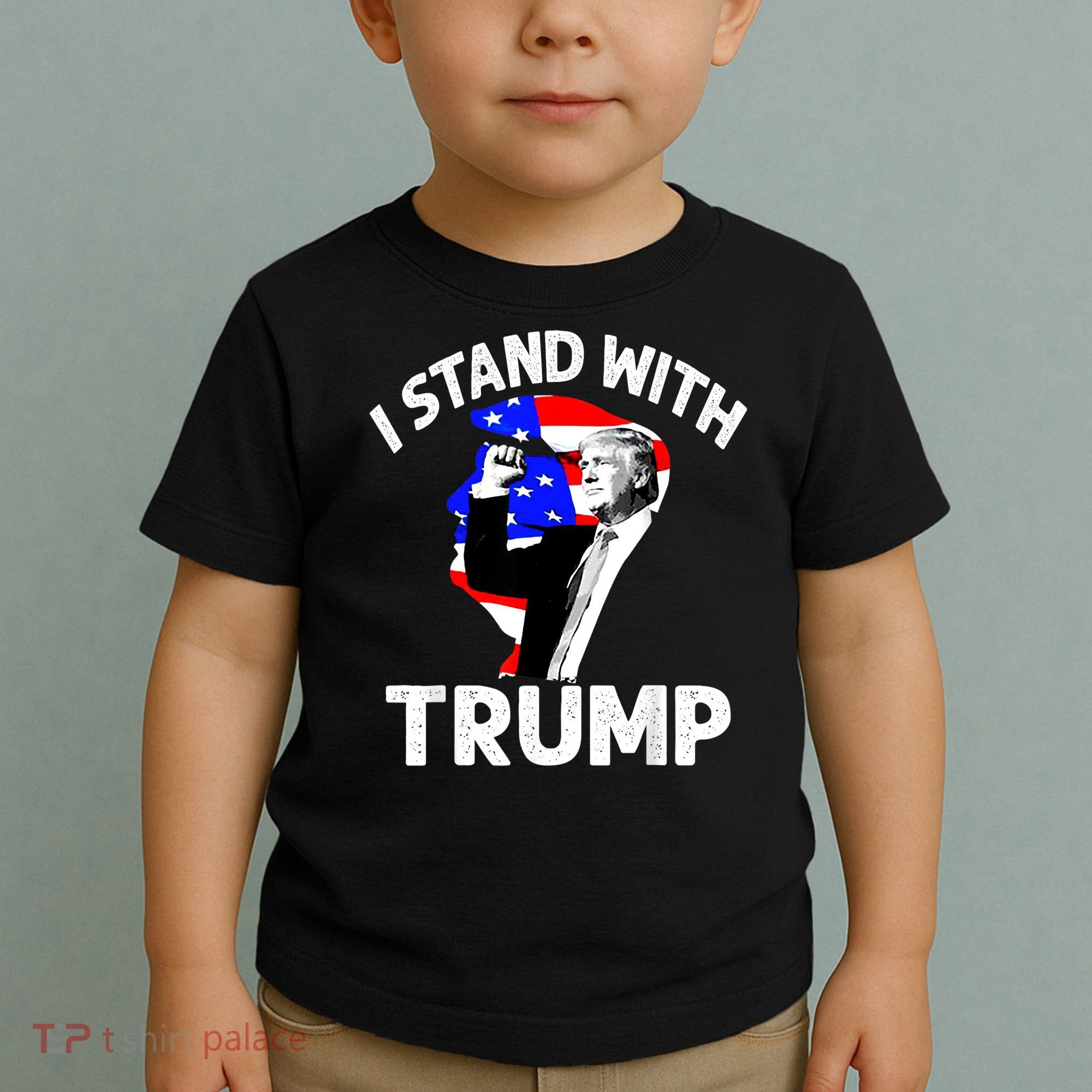 I Stand With Trump American Flag Toddler T-Shirt