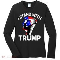 I Stand With Trump American Flag Women's Long Sleeve Shirt thumb 0