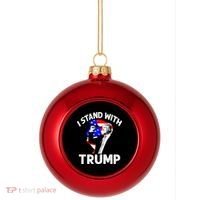 I Stand With Trump American Flag Plastic Christmas Ball Ornament thumb 0