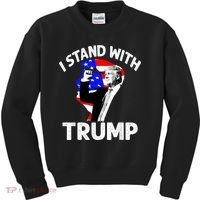 I Stand With Trump American Flag Kids Sweatshirt thumb 0