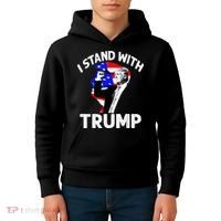 I Stand With Trump American Flag Kids Hoodie thumb 4