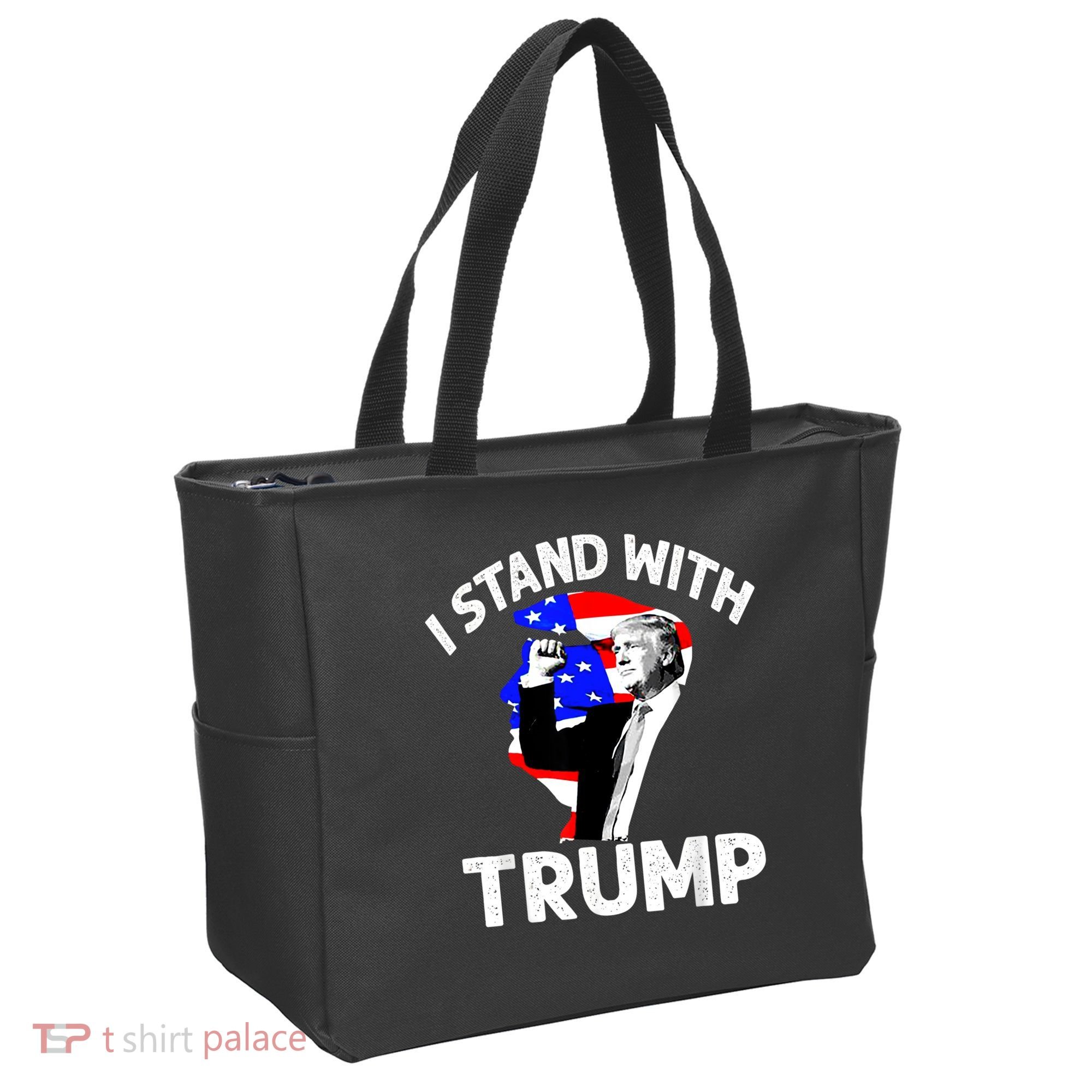 I Stand With Trump American Flag Tote Bag