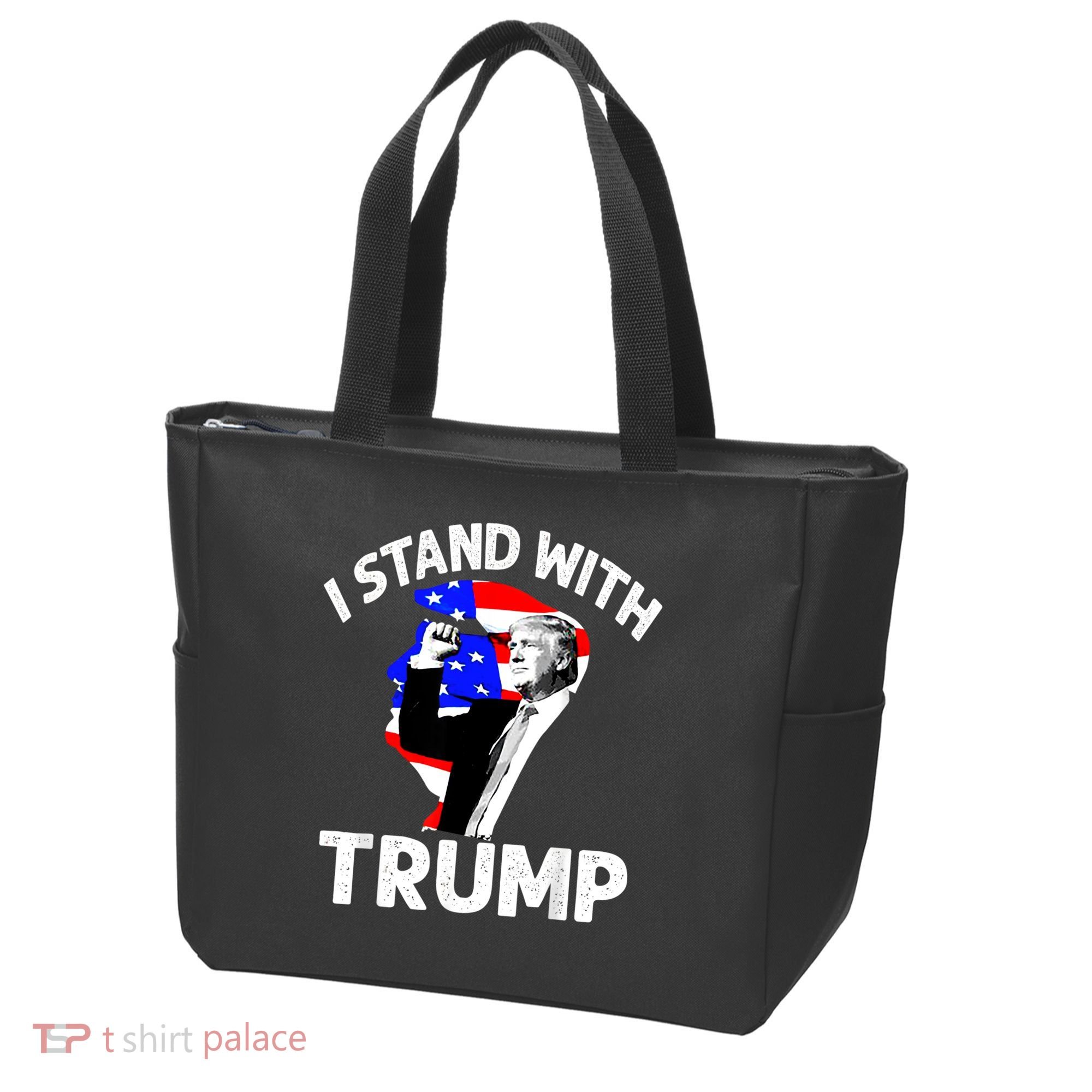 I Stand With Trump American Flag Tote Bag