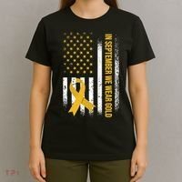 In September We Wear Gold Childhood Cancer Awareness T-Shirt thumb 4