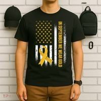 In September We Wear Gold Childhood Cancer Awareness T-Shirt thumb 6