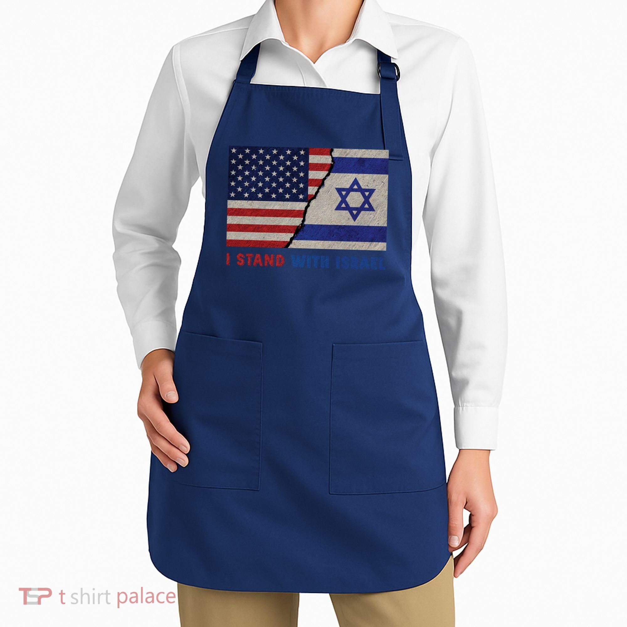 I Stand With Israel Patriotic Usa And Israel Flag Apron