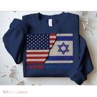 I Stand With Israel Patriotic Usa And Israel Flag Sweatshirt thumb 2
