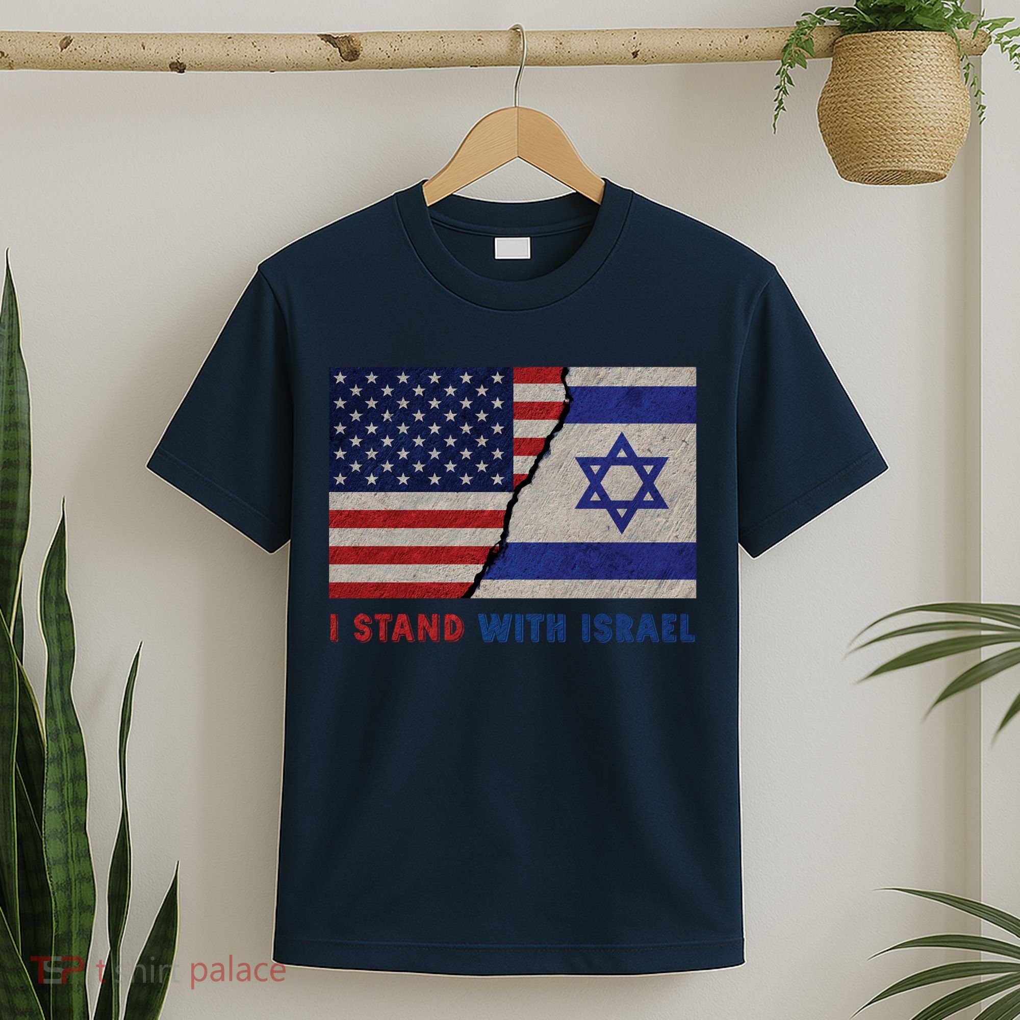 I Stand With Israel Patriotic Usa And Israel Flag T-Shirt
