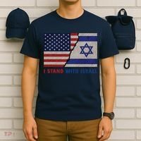 I Stand With Israel Patriotic Usa And Israel Flag T-Shirt thumb 6
