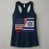 I Stand With Israel Patriotic Usa And Israel Flag Women's Tank Top thumb 3