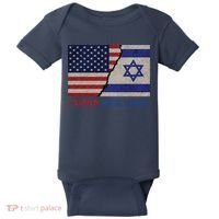 I Stand With Israel Patriotic Usa And Israel Flag Baby Bodysuit thumb 0