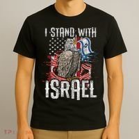 I Stand With Israel Vintage Eagle Us Flag T-Shirt thumb 3